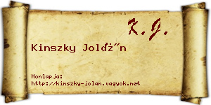 Kinszky Jolán névjegykártya